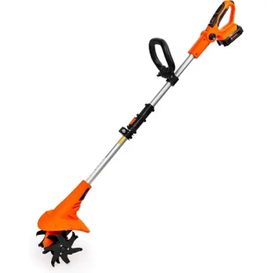 Ukoke Cordless Tiller Cultivator, 20V 2.5Ah Battery, 280 RPM, 24 Steel Blades, 5" Deep x 7.8" Wide Tilling Path, Orange, ST1902 image {7}