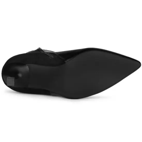 Allegra K Women's Pointed Toe Side Zip Stiletto Heel Ankle Boots image {5}