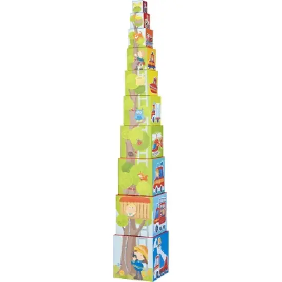 HABA Fire Brigade Sturdy Cardboard Nesting & Stacking Cubes image {3}