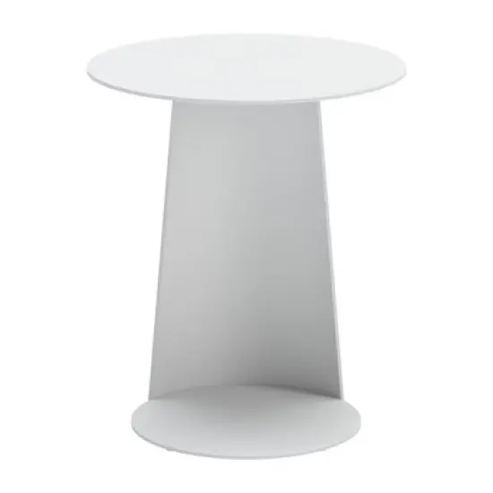 HomeRoots 16" White Aluminum Rounded Outdoor Side Table image {4}