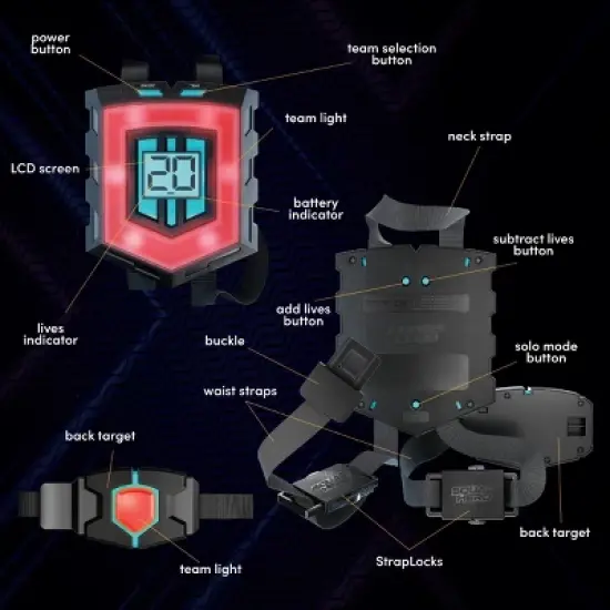 Squad Hero Rechargeable Laser Tag Toy Gift - 4 Blasters & Vests - Ages 8+, Birthday Gifts for Boys image {4}