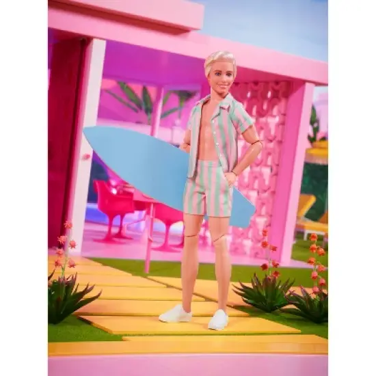 Barbie: The Movie Ken Doll Wearing Pastel Striped Beach Matching Set image {2}