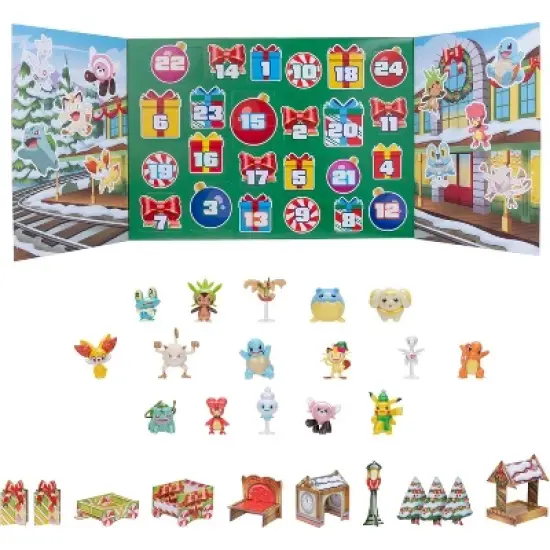 Pok&eacute;mon 2024 Holiday Advent Calendar with 24 Gifts - Christmas Playset for Kids - 16 Toy Figures & 8 Christmas Accessories image {1}
