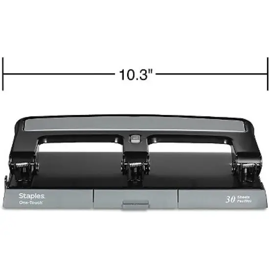 MyOfficeInnovations One-Touch 26614 Heavy-Duty 3-Hole Punch 30-Sheet Capacity Black 884279 image {3}