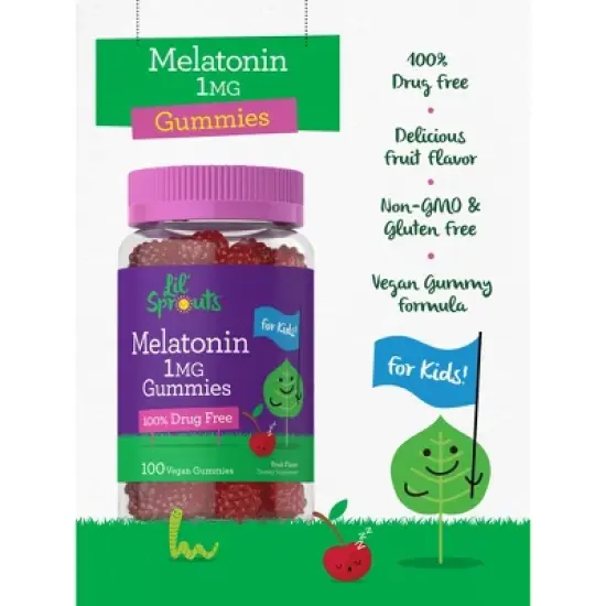 Carlyle Kids Melatonin Gummies | 1 mg | 100 Count | Fruit Flavor image {3}