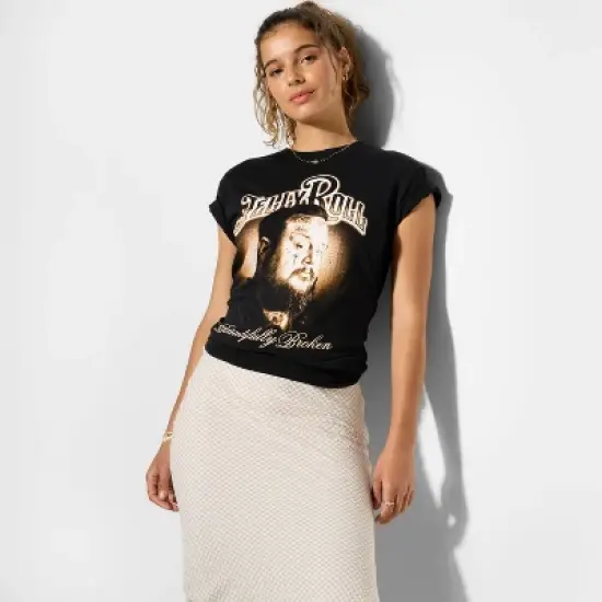 Women's Jelly Roll Broken Short Sleeve Graphic T-Shirt - Black image {3}