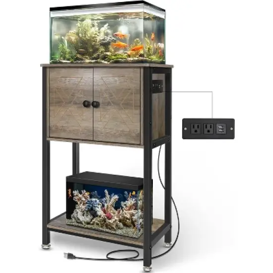 MaseiKar 5-10 Gallon Fish Tank Stand, Heavy Duty Aquarium Stand with Cabinet & Power Outlets for Fish Tank Accessories Storage, Double Tank Stand image {8}