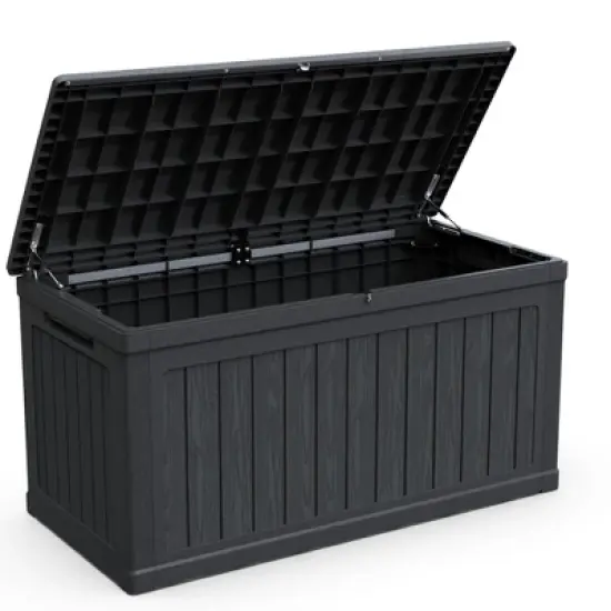 Gulches 230 Gallon Large Outdoor Storage XXL Deck Box, Black Waterproof Resin Lockable for Patio Furniture Cushions Garden Tools Pool Equipment image {8}