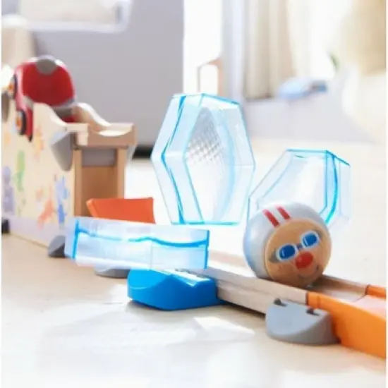 HABA Kullerbu Theme Set - Crash Test - 18 Piece Playset with Convertible Car and Stuntman Steve Ball image {3}