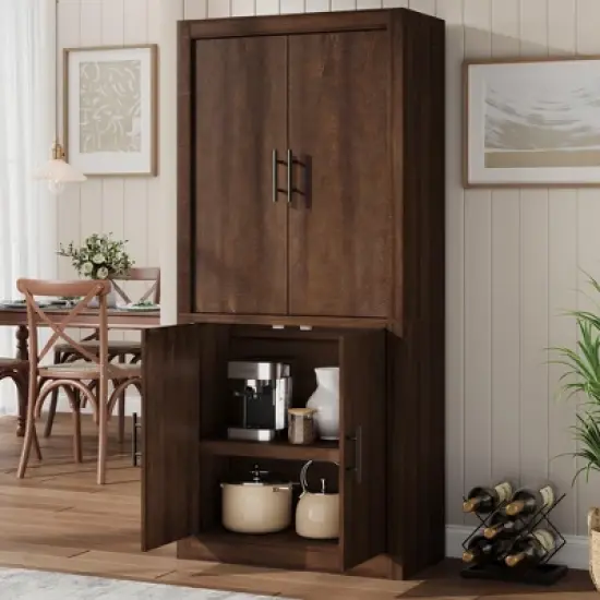 Tall Wooden Kitchen Pantry Cabinet for Dining, Living Room image {9}