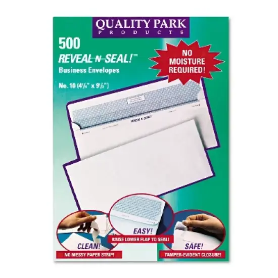 Quality Park Reveal N Seal Business Envelope #10 4 1/8 x 9 1/2 White 500/Box 67218 image {1}