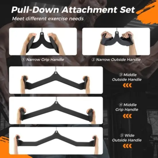 Costway LAT Pulldown Attachment Set Back Strength Training Bicep Tricep Handle Grips image {7}
