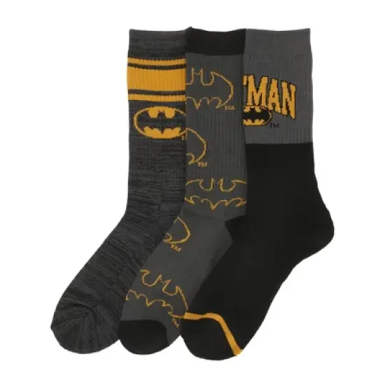 Batman Logo Play Mens Athletic Crew Socks 3 Pack image {2}
