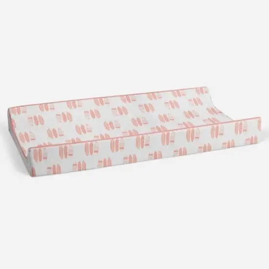 Bacati - Olivia Coral Feathers Quilted Muslin Changing Pad Cover image {2}