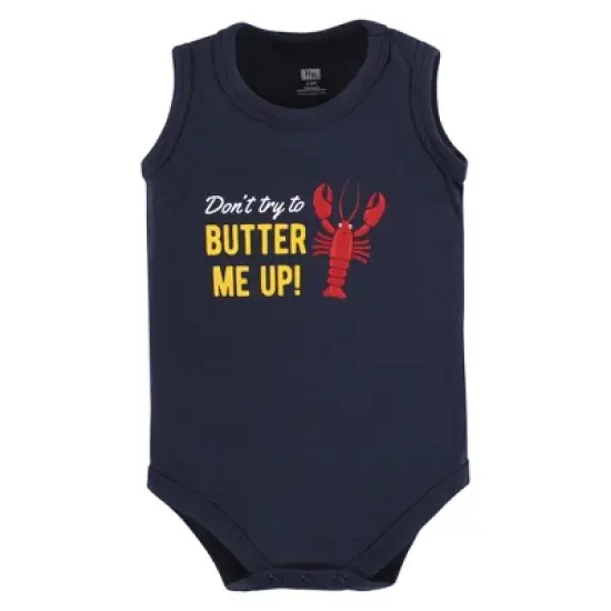 Hudson Baby Infant Boy Cotton Sleeveless Bodysuits, Butter Me Up Lobster image {2}