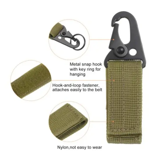 Unique Bargains Belt Keeper Key Ring Set Nylon Webbing Strap Hanging Gear Buckle Black Green Khaki 3Pcs image {3}