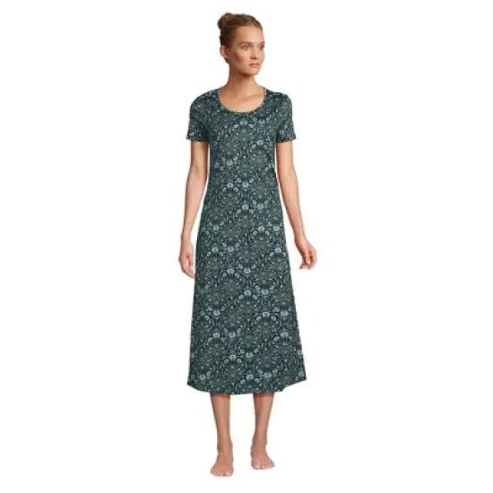 Lands' End Women's Cotton Short Sleeve Midcalf Nightgown image {2}
