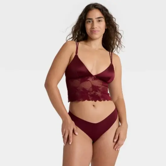 Women's Satin and Lace Removable Pad Longline Bralette - Auden&trade; image {2}