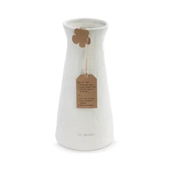 DEMDACO Linen Texture Just Because Vase White image {3}