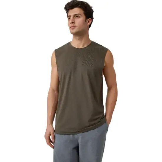 Anna-Kaci Active Men's Sleeveless Crew Neck Ribbed Tank Top with Relaxed Fit and Stretch Fabric image {3}