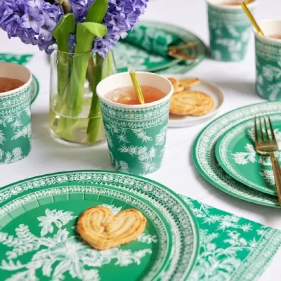 Emerald Toile Cocktail Napkins (25 per pack) image {4}