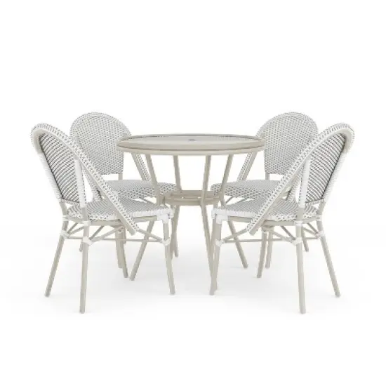 Martha Stewart Lily Pond Indoor-Outdoor Bistro Dining Table with 4 Stackable Bistro Chairs image {11}