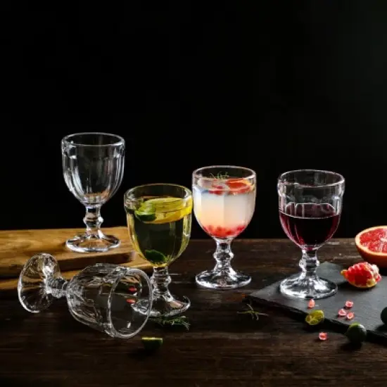 Slickblue Timeless European Glass Goblets - 10.2oz Set of 6, Artistic Embossed Design image {2}