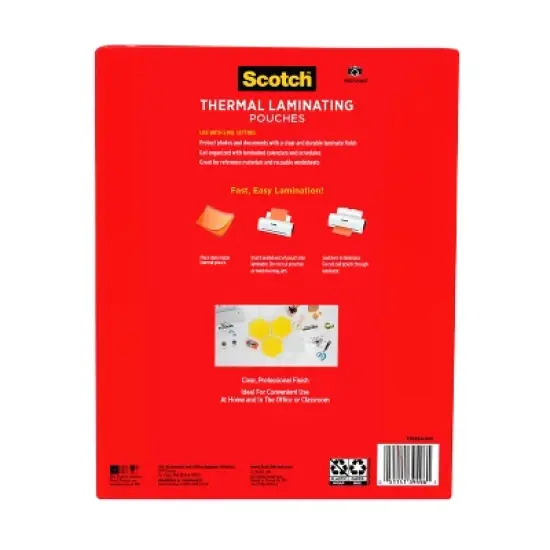 Scotch Thermal Laminating Pouch, 8-9/10 x 11-2/5 Inches, 5 mil Thick, Pack of 100 image {1}