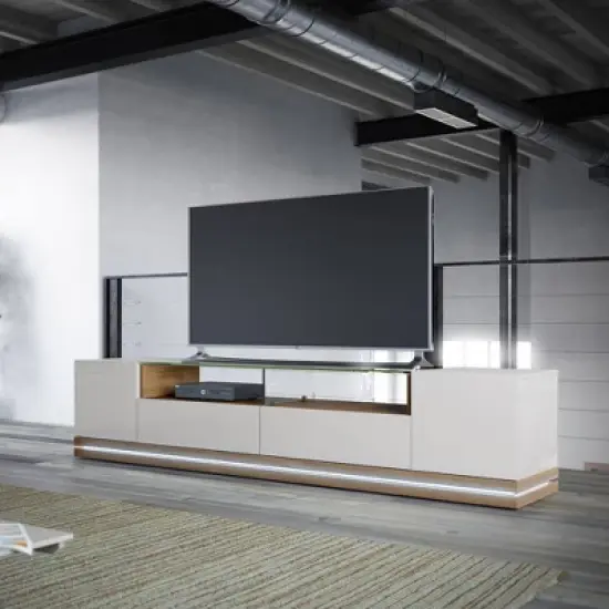 85.43" Vanderbilt TV Stand for TVs up to 70" Off White/Maple Cream - Manhattan Comfort image {1}