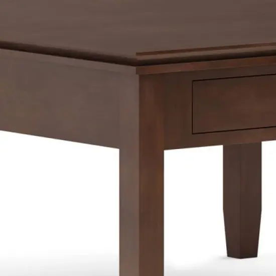 Stratford Square Coffee Table Russet Brown - Wyndenhall: Storage, 2 Drawers, Transitional Style, Pine & Plywood image {3}