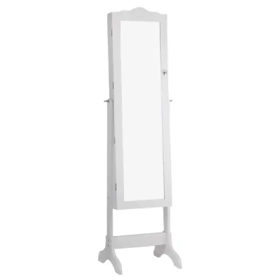 Tangkula Lockable Jewellery Cabinet Mirrored Floor Stand Storage Organizer image {5}