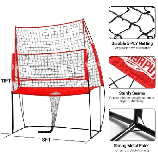 PLAYAPUT Volleyball Training Equipment Net,Height Adjustable Volleyball Practice Net , Red image {3}