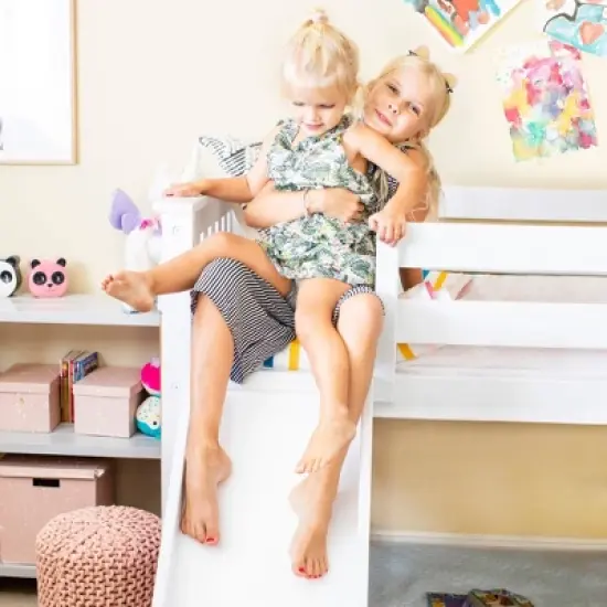 Max & Lily Twin Low Bunk Bed w/ Staircase and Slide image {2}