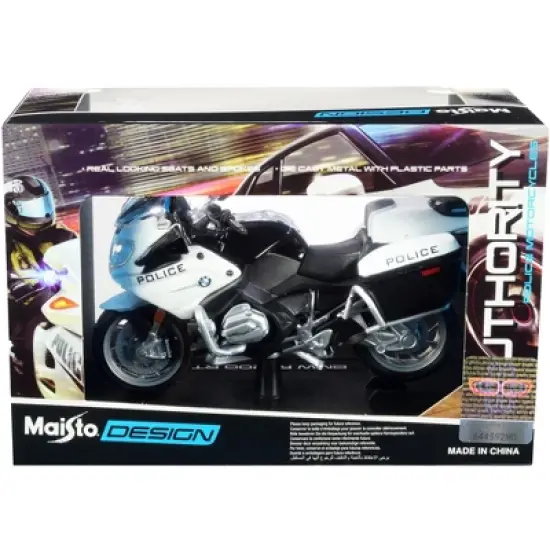 BMW R1200RT "U.S. Police" White "Authority Police Motorcycles" w/Plastic Display Stand 1/18 Diecast Motorcycle Model by Maisto image {2}