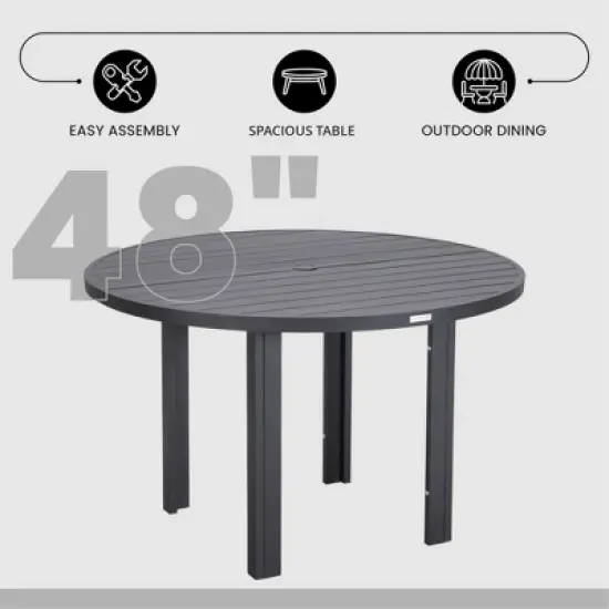 LeisureMod Round Outdoor Aluminum Dining Table for Modern Home, Patio, Backyard Garden Chelsea Collection image {7}