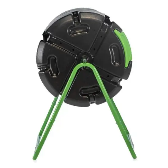FCMP Outdoor HF-RM4000 HOTFROG 37 Gallon Plastic Single Chamber Roto Tumbling Composter Outdoor Elevated Rotating Garden Compost Bin, Black/Green image {1}