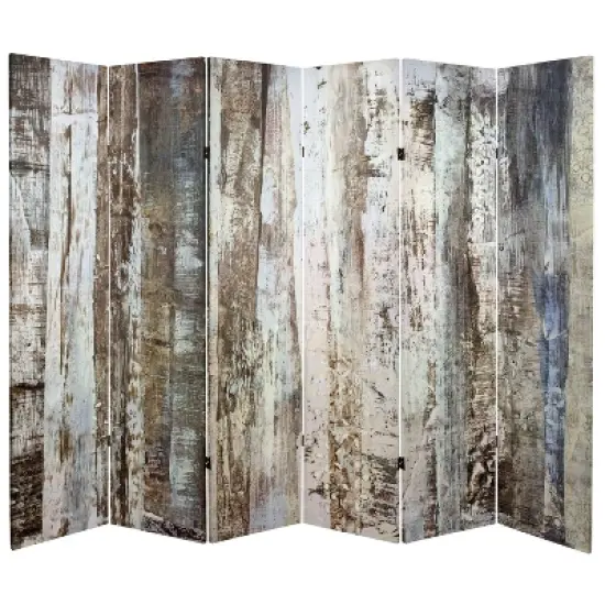 6" Double Sided Winter Woods Canvas Room Divider White - Oriental Furniture image {1}