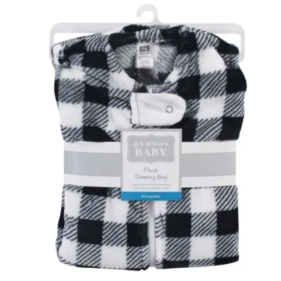 Hudson Baby Infant Plush Sleeping Bag, Sack, Blanket, Black Plaid image {1}