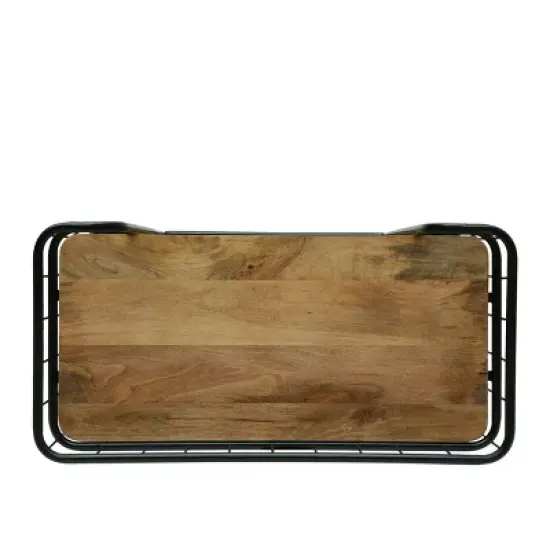 Colwill Modern Industrial Handcrafted Mango Wood Kitchen Cart with Wheels Natural/Black - Christopher Knight Home image {3}