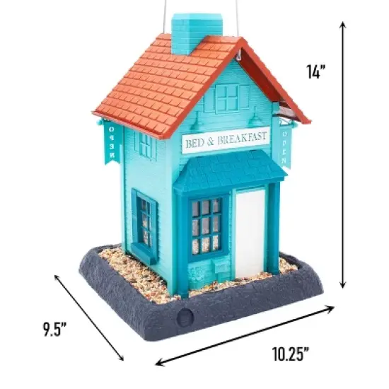 North States Bed and Breakfast Hopper Bird Feeder 14" Turquoise Blue image {5}