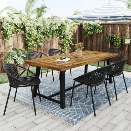 Sapphtopaz Patio Dining Set Contemporary Outdoor Dining Set with Rattan Chairs for Lawn, Balcony, Garden, Yard image {8}