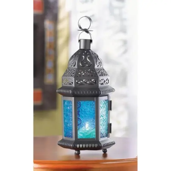 Iron/Glass Moroccan Style Outdoor Lantern - Zingz & Thingz image {5}