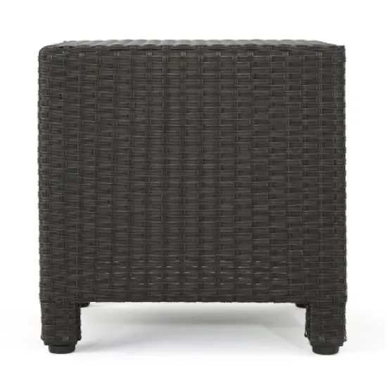 MOEPISY Outdoor Rattan Side Table, Dark Brown image {4}