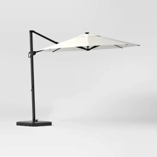 10' Round Solid Solar Offset Outdoor Patio Cantilever Umbrella with Black Pole - Threshold&trade; image {6}