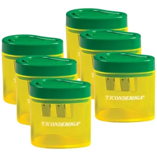 Ticonderoga&reg; Two Hole Pencil Sharpener, Green/Yellow, Pack of 6 image {7}