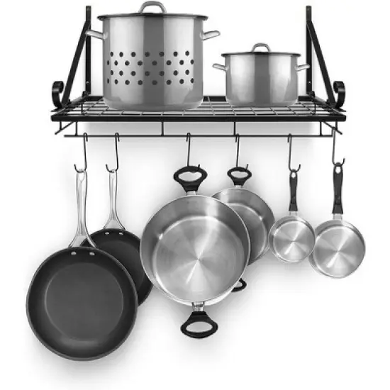 Sorbus 10 Hanging Hooks Kitchen Wall Pot Pan Rack - Hold Pots, Pans, Cookbooks, & more image {6}