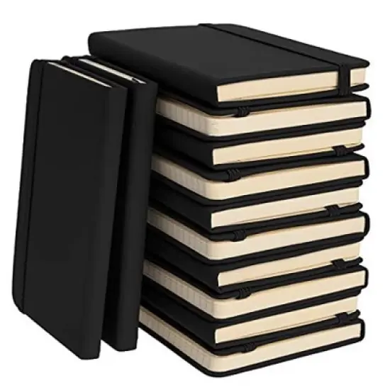 Simply Genius A6 Pocket Size Mini Notebooks with Hardcover - Pocket Journal - 124 pages (3.7" x 5.7"), Inner Pocket (Black, 12 Pack) image {8}