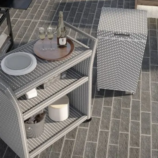 2pc Maksville Contemporary Outdoor Serving Cart & Trash Can - miBasics
 image {2}