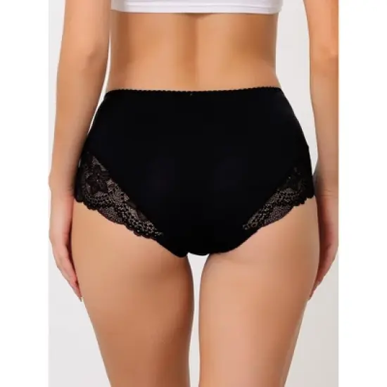 Agnes Orinda Women's Plus Size Mid-Rise Comfy Hipster Lace Trim Silky Briefs image {1}