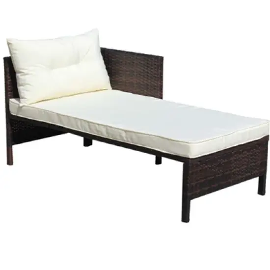 FIONECA 4-Piece Outdoor Patio Wicker Conversation Set, Rattan Sectional Sofa with Beige Cushions & Coffee Table image {12}